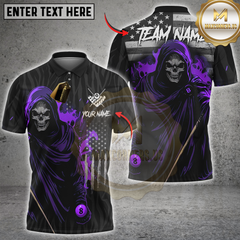 Maxcorners Billiard Skull Multicolor Customized Name, Team Name 3D Shirt