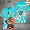 Maxcorners Bowling And Pins Cute Baby Monkey Customized Name, Team Name 3D Shirt