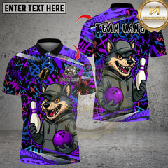 Maxcorners Hoodie Wolf With Bowling Multicolor Customized Name, Team Name 3D Shirts