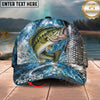 Maxcorners Fishing Silver Scale Water Splash Personalized Name 3D Cap (12 Fish Species)