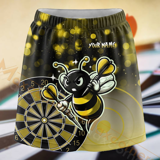 Maxcorners Darts Bumblebee Dartboard Personalized 3D Skort, Skirts With Shorts