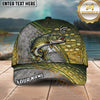 Maxcorners Fishing Olive Scale Arc Hook Logo Personalized Name 3D Cap (12 Fish Species)