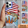 Maxcorners Fishing Phone Case American Flag Beer Bottles Fish Art Personalized Name 3D Phone Case (10 Fish Species)