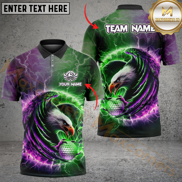 Maxcorners Golf Premium Eagle Multicolor Customized Name, Team Name 3D Shirts