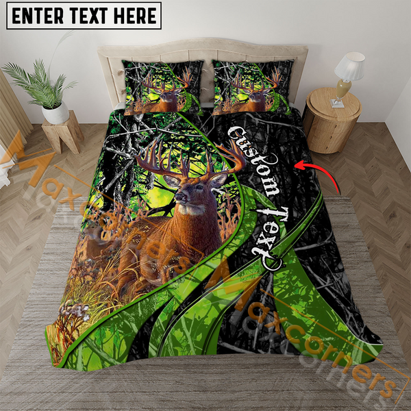 Maxcorners Custom Text Premium Deer Hunting Mutilcolor Option Bedding Set 3D All Over Printed