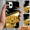 Maxcorners Bowling Golden Ball Pins Black Stripe Personalized Name Phone Case