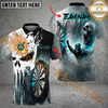 Maxcorners Darts Skull Reaper Fire Flame Mutilcolor Options Personalized Name, Team Name 3D Polo Shirt