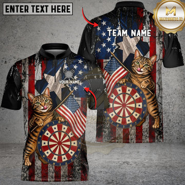 Maxcorners Darts American Flag and Alley Cats Customized Name, Team Name 3D Shirt