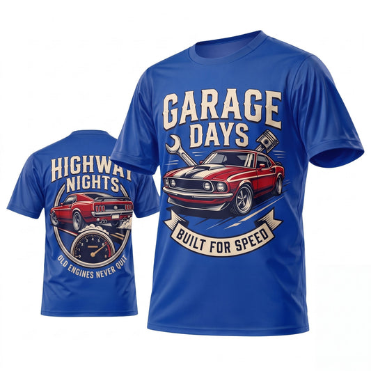 (7 Colors) Maxcorners Personalized Car Classic Muscle Car 3D T-Shirt - Red Garage Days Vintage Blue Muscle Car