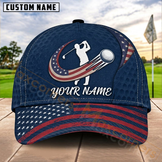 Maxcorners Golf Golfer Ball Orbit Personalized Name 3D Cap
