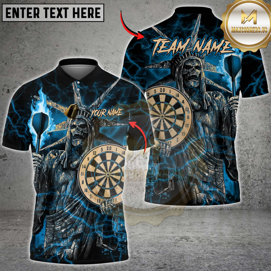 Maxcorners Darts Dark Skull Warrior Lightning Design Multicolor Customized Name, Team Name 3D Shirts