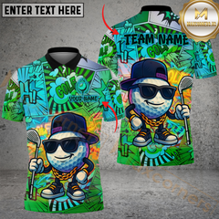 Maxcorners Golf Fire Funny Graffiti Pattern Multicolor Customized Name, Team Name 3D Shirts