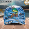 Maxcorners Fishing Ocean Anchor Wave Personalized Name 3D Cap (12 Fish Species)