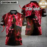 Maxcorners Bowling Shirt Spartan Warrior Lightning Multioptions Personalized Name, Team Name Unisex 3D Shirt (4 Colors)
