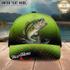 Maxcorners Fishing Lime Green Scale Personalized Name 3D Cap (12 Fish Species)