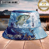 Maxcorners Fishing Dark Camo Fishing Scene with Bold Graphic Personalized Name 3D Bucket Hat (13 Fish Species)