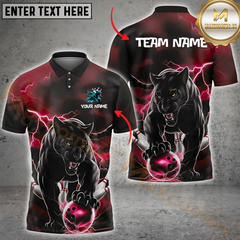 Maxcorners Bowling Fierce Panther Multicolor Option Customized Name, Team Name 3D Polo Shirt