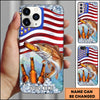 Maxcorners Fishing Phone Case American Flag Beer Bottles Fish Art Personalized Name 3D Phone Case (10 Fish Species)