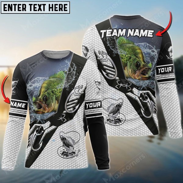 Maxcorners Crappie Fishing Target Locked Personalized Name, Team Name 3D Long Sleeve Shirt