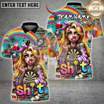 Maxcorners Darts Graffiti Girl Street Art Yellow Multicolor Customized Name, Team Name 3D Shirts