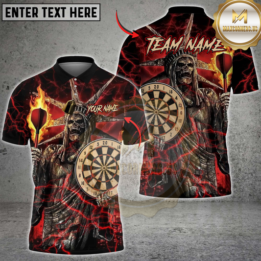 Maxcorners Darts Dark Skull Warrior Lightning Design Multicolor Customized Name, Team Name 3D Shirts