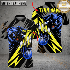 Maxcorners Bowling Lightning Bear Multicolor Customized Name, Team Name 3D Shirts