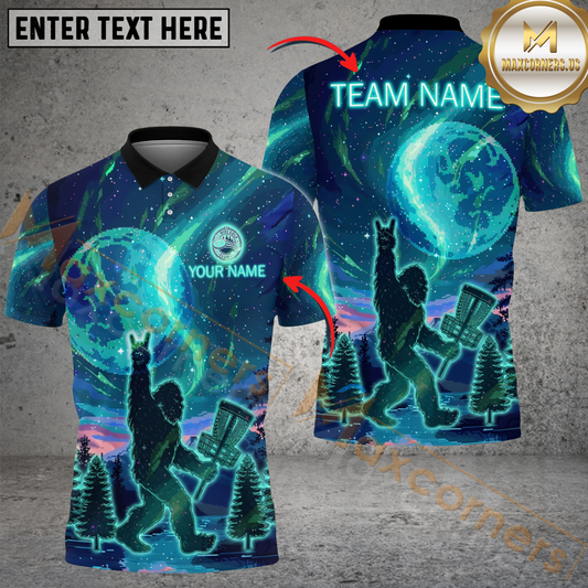 Maxcorners Disc Golf Sasquatch Forest Shirt Personalized Name, Team Name 3D Shirt (4 Colors)