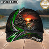 Maxcorners Fishing Skull Angler Green Wave Personalized 3D Cap