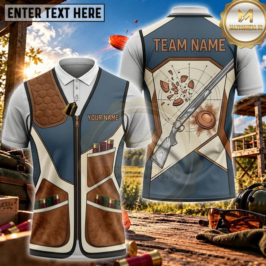Maxcorners Clay Shooting Vintage Shotgun Target Vest Personalized Name 3D Unisex Shirt