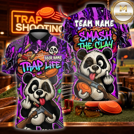 ( 6 Colors ) Maxcorners Trap Clay Shooting Funny Raccoon Smash The Clay & Graffiti Art Multicolor Customized Name, Team Name 3D Shirts