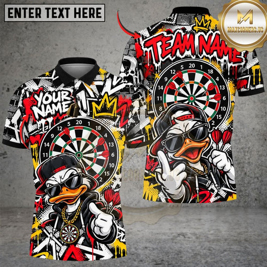 Maxcorners Darts Urban Cool Duck Sunglasses Crown Graffiti Target Board Artwork Multicolor Customized Name, Team Name 3D Shirts