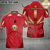 Maxcorners Billiards Iron Armor 9 Ball Red Gold Personalized Name 3D Unisex Shirt