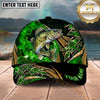 Maxcorners Fishing Green Flame Tribal Personalized Name 3D Shirt (13 Fish Species)