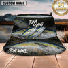 Maxcorners Fishing Dark Aquatic Collage Scale Pattern Personalized 3D Bucket Hat (13 Fish Species)