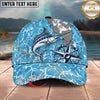 Maxcorners Fishing Coastal Compass Artwork Personalized Name 3D Cap (12 Fish Species)