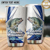 Maxcorners Fishing Tumbler White Blue Hexagon Stripe Design Personalized Name Tumbler (13 Species)