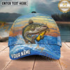 Maxcorners Fishing Sunset Ocean Wave Beer Bottle Personalized Name 3D Cap (12 Fish Species)