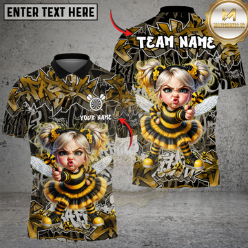 Maxcorners Darts Angry Bee Girl Dart Throw Graffiti Personalized Name 3D Unisex Shirt