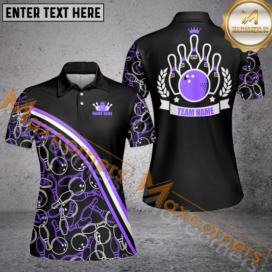 Maxcorners Ball And Pins Pattern Bowling Jersey Multicolor Option Customized Name 3D Shirt For Women