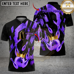 Maxcorners Crowned Bowling King Multicolor Customized Name, Team Name 3D Shirts