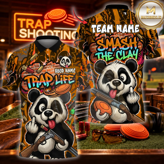 ( 6 Colors ) Maxcorners Trap Clay Shooting Funny Raccoon Smash The Clay & Graffiti Art Multicolor Customized Name, Team Name 3D Shirts