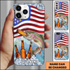 Maxcorners Fishing Phone Case American Flag Beer Bottles Fish Art Personalized Name 3D Phone Case (10 Fish Species)
