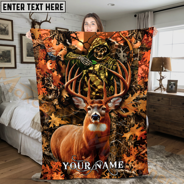 Maxcorners Autumn Hunter Skeleton Archer Deer Personalized 3D Blanket