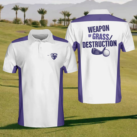 Maxcorners Weapon Of Grass Destruction Mens Golf Polo Shirt, Mens Golf Gift, Mens Golf Shirt