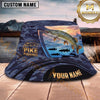 Maxcorners Fishing Navy Camouflage Sunset Boat Scene Personalized 3D Bucket Hat (13 Fish Species)