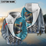 Maxcorners Catfish Fishing White Skin Diagonal Personalized Name, Team Name 3D Long Sleeve Shirt