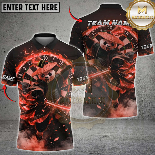 Maxcorners Darts Red Fire Panda Samurai Dartboard Multicolor Customized Name, Team Name 3D Shirts