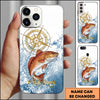 Maxcorner Fishing Golden Compass Water Splash Personalized Name 3D Phone Case (10 Fish Species)