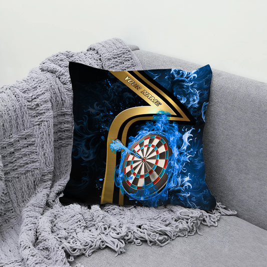 Maxcorners Darts Golden Stripe Fire Target Multicolor Customized Name 3D Pillow