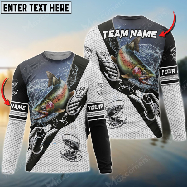 Maxcorners Trout Fishing Target Locked Personalized Name, Team Name 3D Long Sleeve Shirt